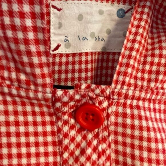 À La Sha Hooded Red Gingham Tunic - Picture 2 of 5